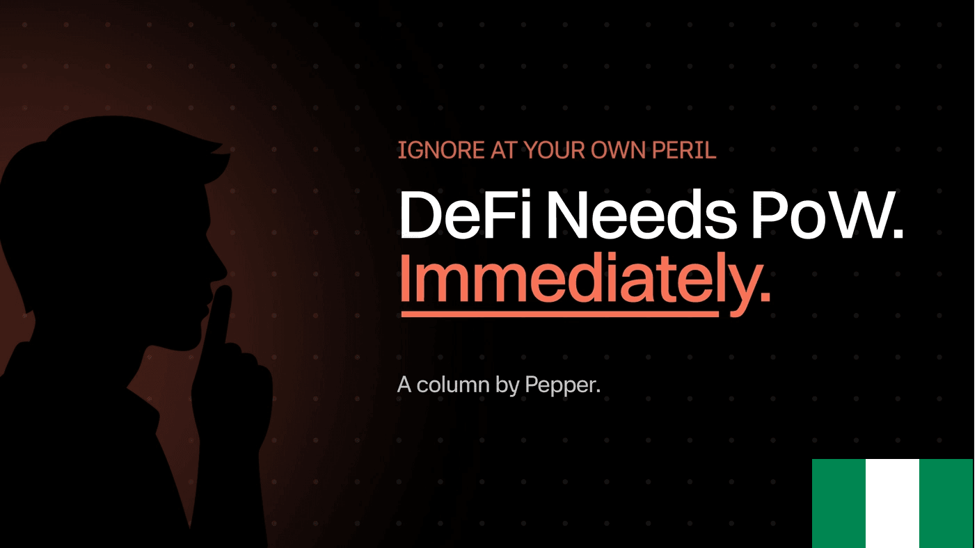 Ignore at Your Own Peril, But DeFi Needs PoW, immediately.